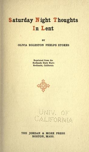 Saturday night thoughts in Lent