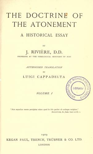 The doctrine of the atonement, a historical essay