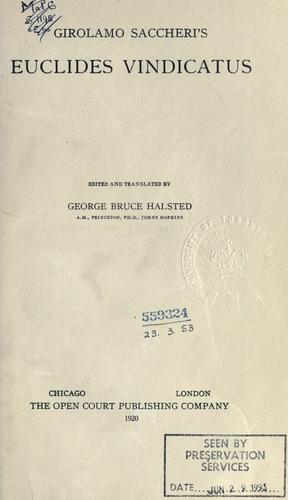 Girolamo Saccheri's Euclides vindicatus