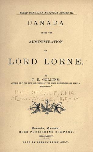 Canada under the administration of Lord Lorne.
