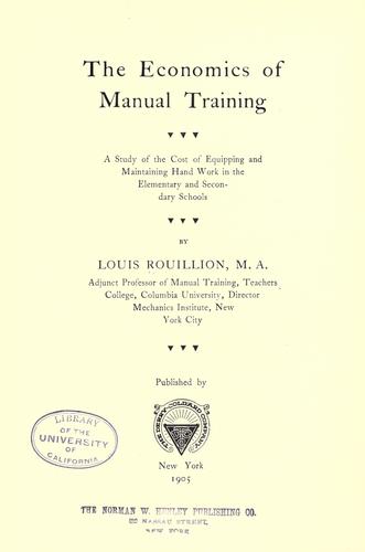 The economics of manual training