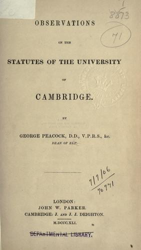 Observations on the statutes of the University of Cambridge.