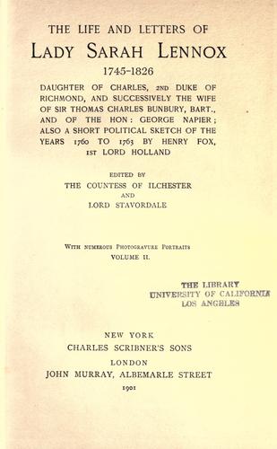 The life and letters of Lady Sarah Lennox, 1745-1826