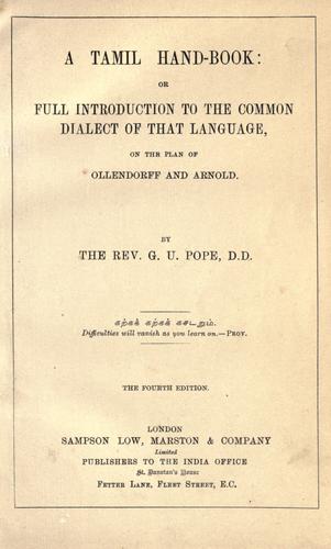 A Tamil hand-book