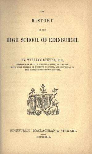 The History of the High School of Edinburgh