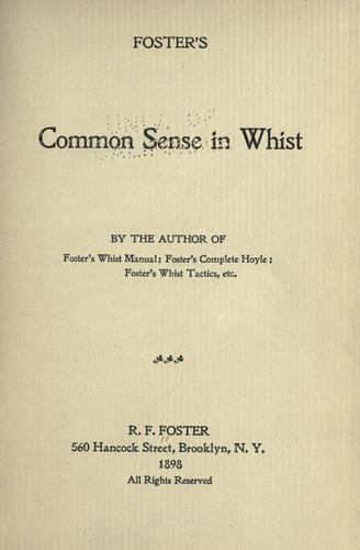 Foster's Common sense in whist