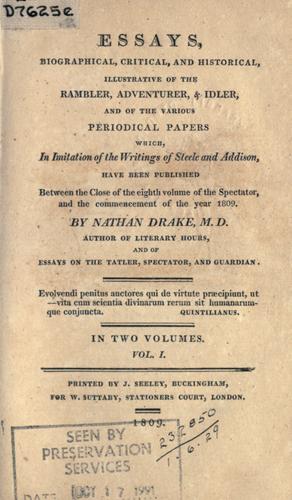 Essays, biographical, critical, and historical, illustrative of the Rambler, Adventurer, and Idler