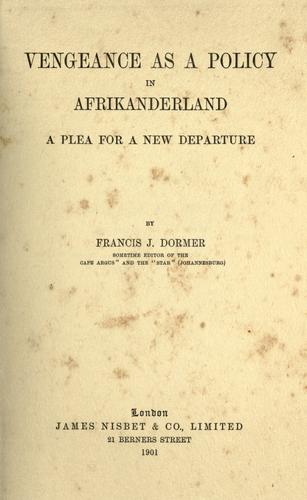 Vengeance as a policy in Afrikanderland