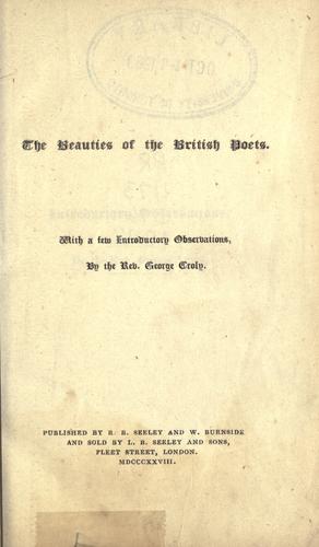 The beauties of the British poets, with a frw introductory observations by George Croly.
