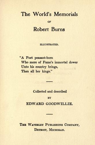 The world's memorials of Robert Burns ...