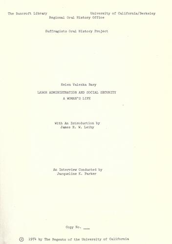 Labor administration and Social Security : a woman's life