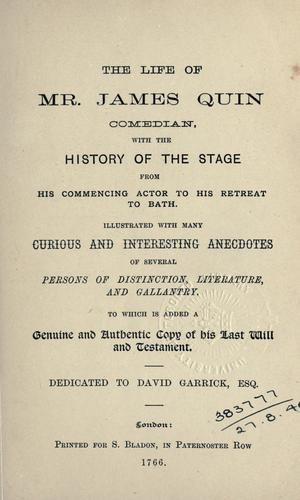 The Life of Mr. James Quin, comedian