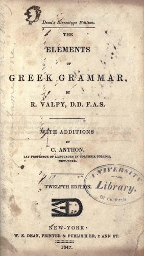 The elements of Greek grammar