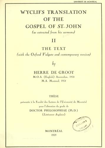 Wyclif's translation of the Gospel of St. John.