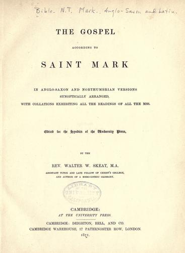 The Gospel according to Saint Mark