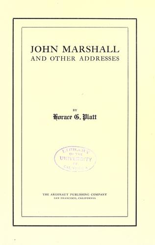 John Marshall and other addresses