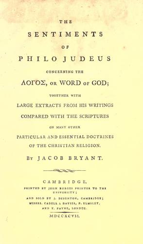 The sentiments of Philo Judeus concerning the logos, or word of God