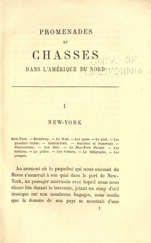 Promenades et chasses dans l'Amérique du Nord