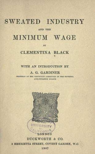 Sweated industry and the minimum wage.