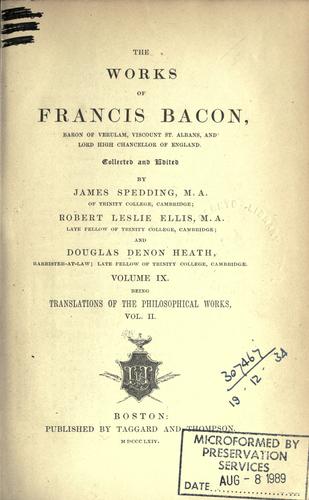 The  works of Francis Bacon