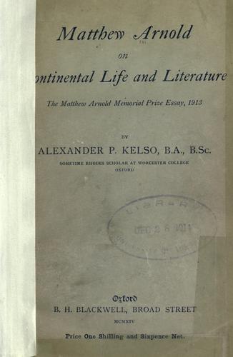 Matthew Arnold on continental life and literature