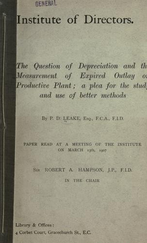 The question of depreciation and the measurement of expired outlay on productive plant