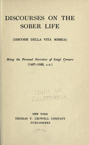 Discourses on the sober life (Discorsi della vita sobria)