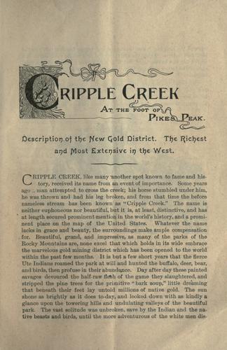 The Cripple Creek gold fields, placers, lodes.