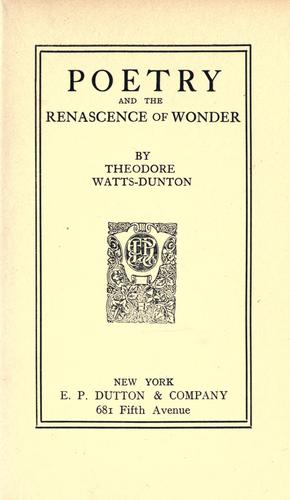 Poetry and the Renascence of wonder