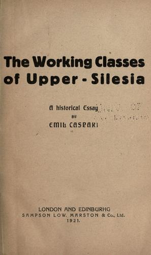 The working classes of Upper-Silesia