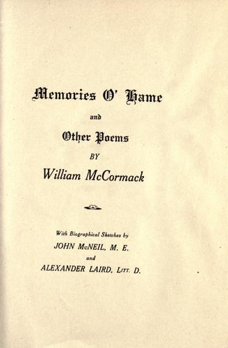 Memories o' hame, and other poems.