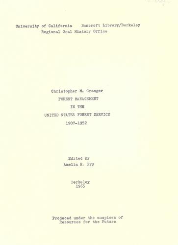 Forest Management in the United States Forest Service 1907-1952