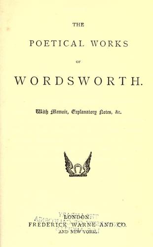 The poetical works of Wordsworth