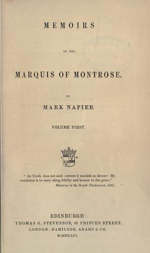 Memoirs of the Marquis of Montrose