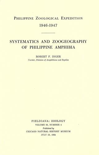Systematics and zoogeography of Philippine amphibia.
