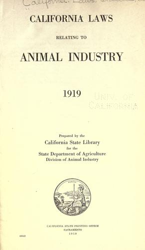 California laws relating to animal industry