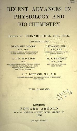 Recent advances in physiology and biochemistry.