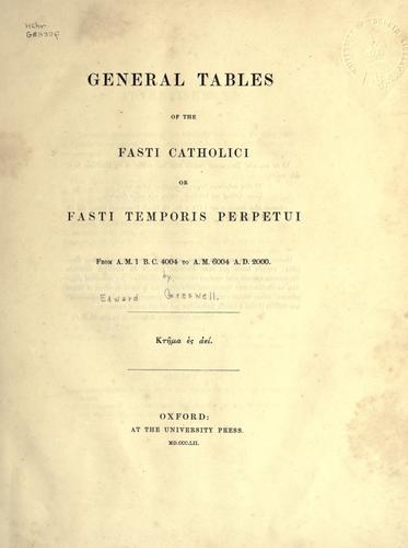 General tables of the Fasti Catholici
