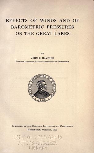 Effects of winds and of barometric pressures on the Great lakes
