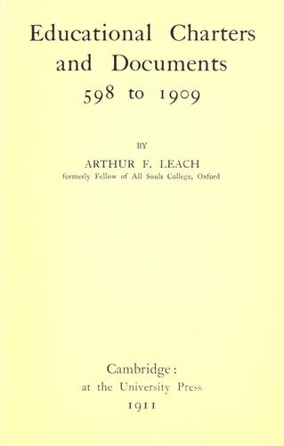Educational charters and documents 598 to 1909
