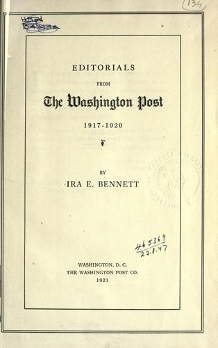 Editorials from the Washington post, 1917-1920.