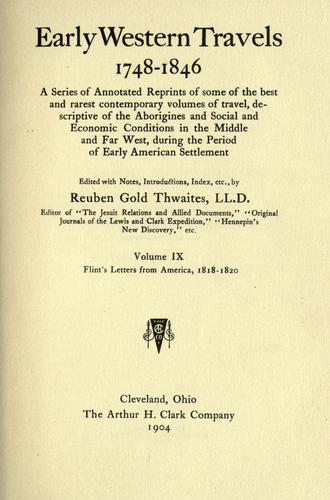 Flint's Letters from America, 1818-1820.
