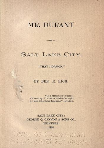 Mr. Durant of Salt Lake City
