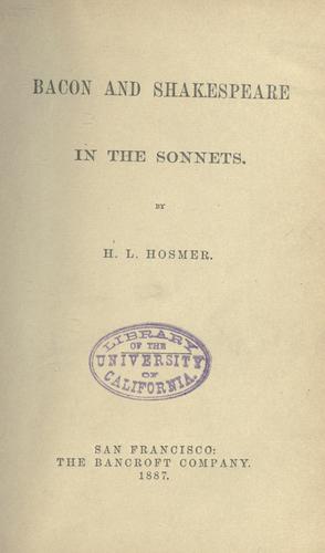 Bacon and Shakespeare in the sonnets