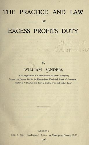 The practice and law of excess profits duty