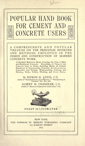 Popular hand book for cement and concrete users