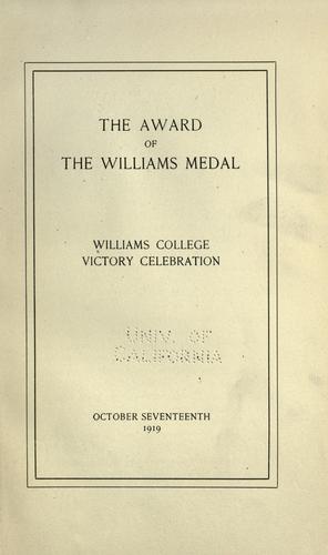 The award of the Williams medal