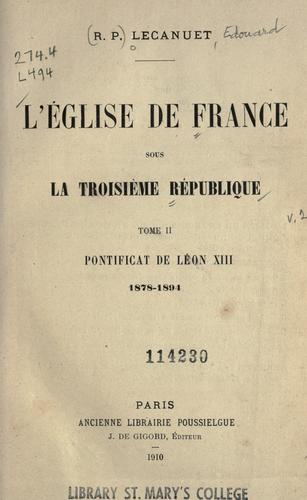 L' ©Øeglise de France sous la troisi©Łeme R©Øepublique