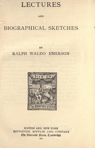 Lectures and biographical sketches