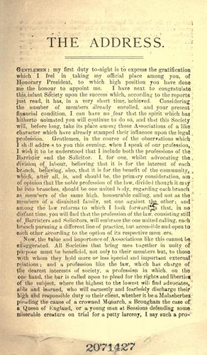 Inaugural address delivered on the 16th October 1877